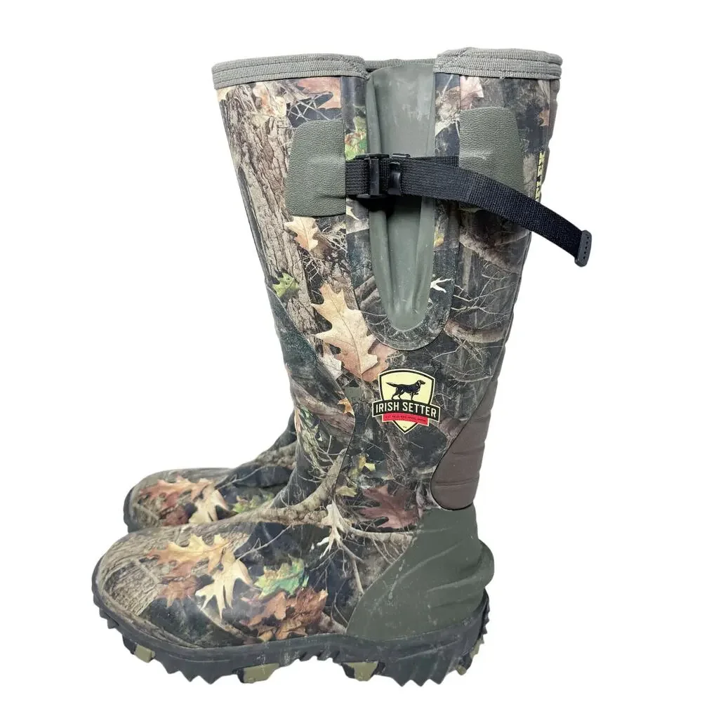Irish Setter Green and Tan Camo Rubber Boots Men's Size 12 EUC Pull On